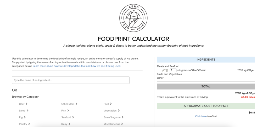 foodprint calculator