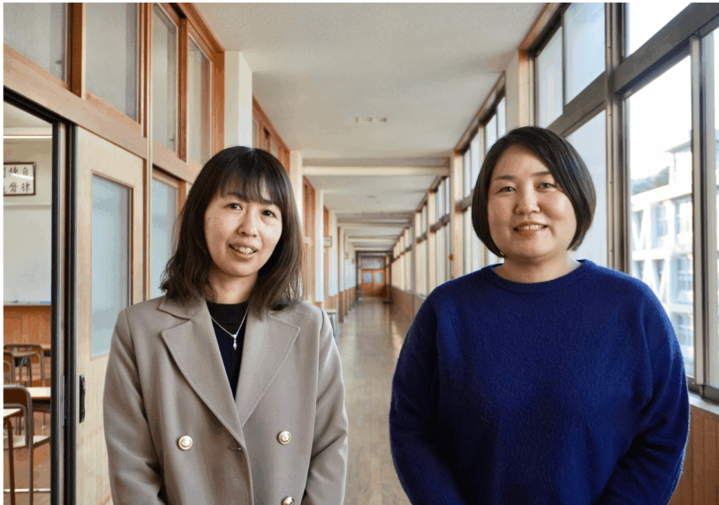 （左）大洲高校 大西愛弓先生（右）キタ・マネジメント 伊賀綾乃さん