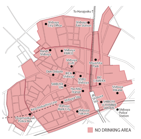 渋谷区の飲酒禁止エリアマップ