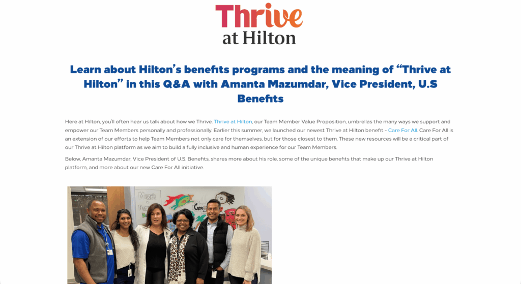Thrive at HiltonのQ&Aサイト 